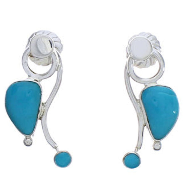 Turquoise And Sterling Silver Southwestern Post Earrings EX31294